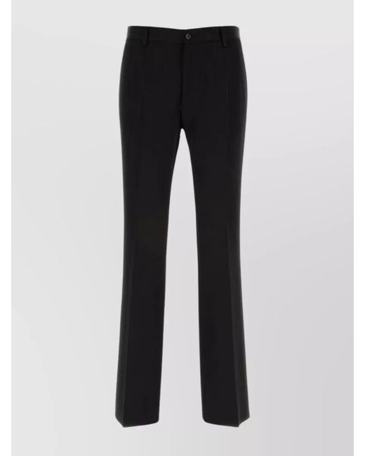 Dolce & Gabbana Black Virgin Wool Wide-Leg Trousers for men