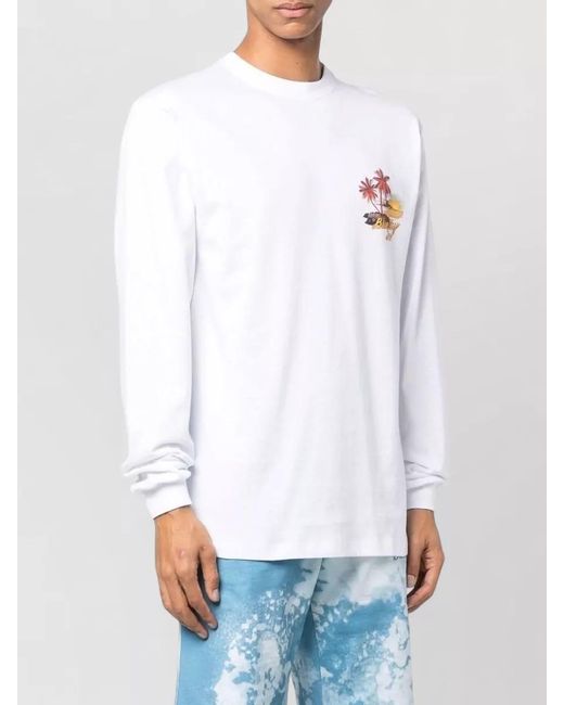 BLUE SKY INN White Logo Crew Neck Long Sleeve T-Shirt for men