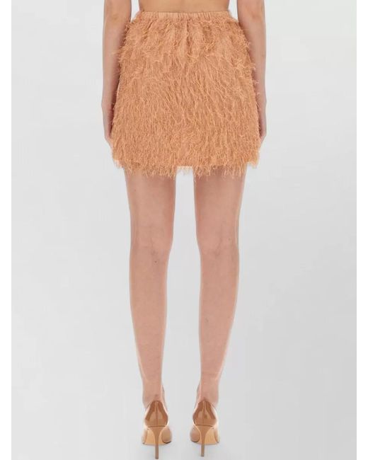 Alysi White Mini Skirt Textured Fabric Fringed Hem