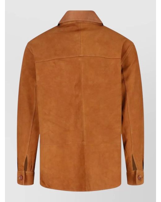 sunflower Brown Long Sleeve Jacket Point Collar Suede for men