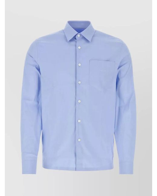 Prada Blue Versatile Stretch Poplin Shirt for men