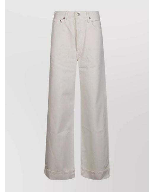 Agolde White Dame Denim Straight-Leg Jeans