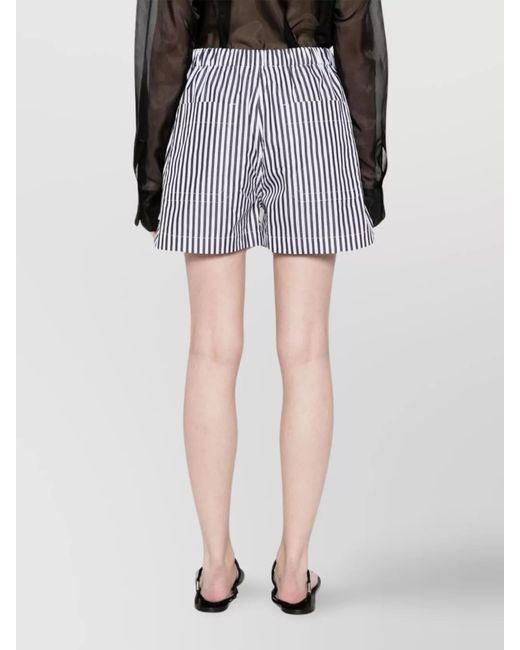Sportmax White Striped Cotton Knee-Length Shorts
