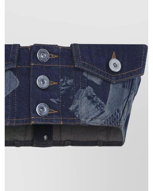 Jean Paul Gaultier Blue Denim Strapless Cropped Top