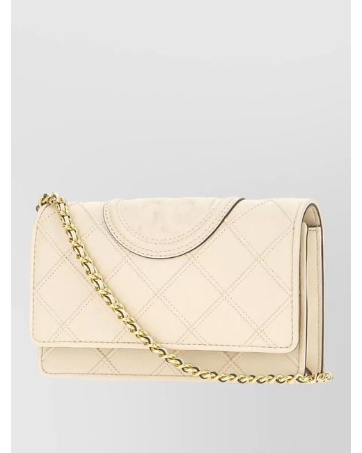 Tory Burch Natural Quilted Purse Chain Strap Shoulder Bag
