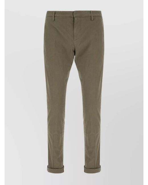 Dondup Green Embroidered Straight-Leg Trousers for men