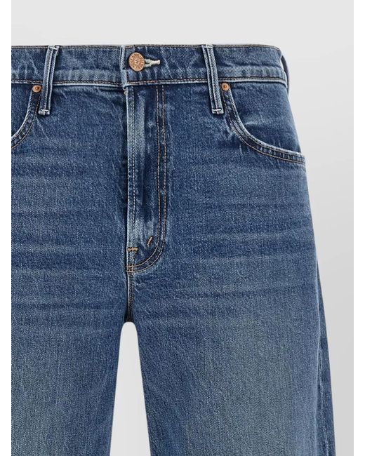 Mother Blue High Rise Wide Leg Denim Jeans