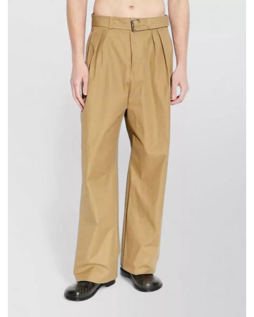 Dries Van Noten Natural Pleated Wide Leg Trousers Side Back Pockets for men