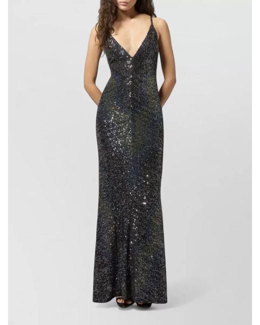 Missoni Black Long Bodycon Evening Dress Deep V Neck