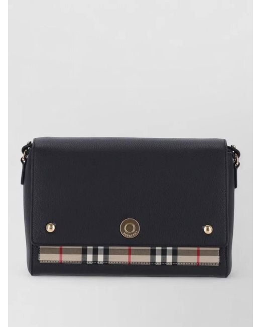 Burberry Black Check Pattern Crossbody Bag Adjustable Strap