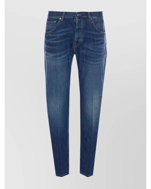 Dondup Blue Denim Slim-Fit Straight-Leg Trousers for men