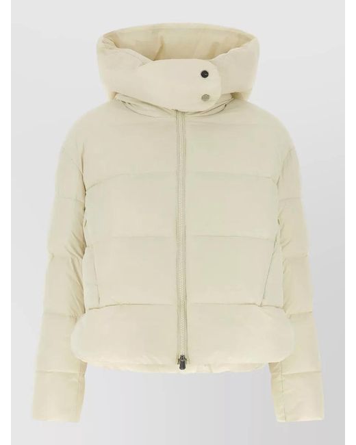 Pinko Natural Love Birds Logo Hooded Quilted Down Jacket