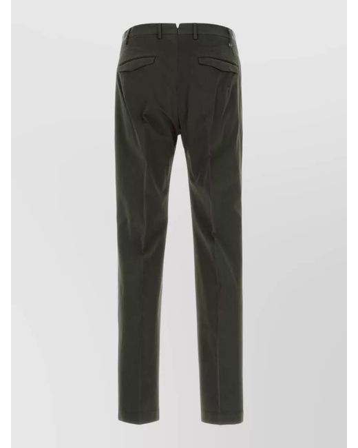 PT Torino Gray Stretch Cotton Trousers Tailored Design Belt Loops for men
