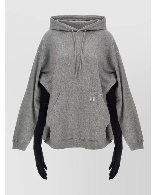 MM6 by Maison Margiela Gray Hooded Dress Gloves And Front Pocket