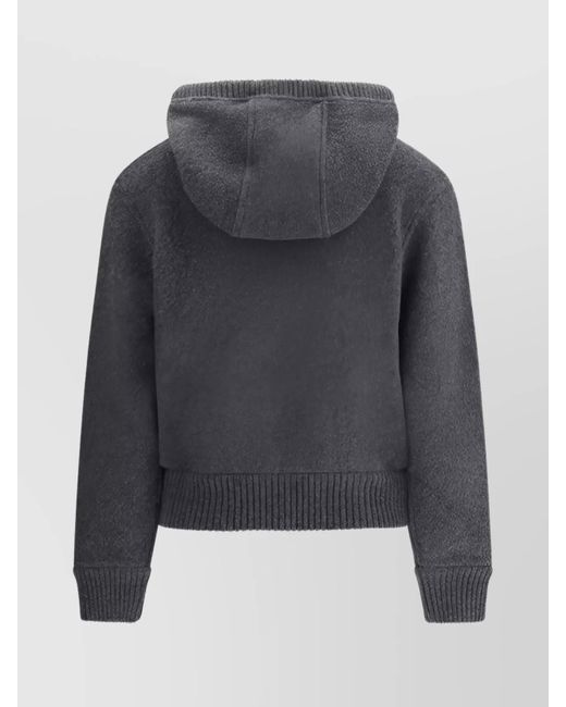 Thom Browne Black Wool Hoodie Adjustable Drawstring