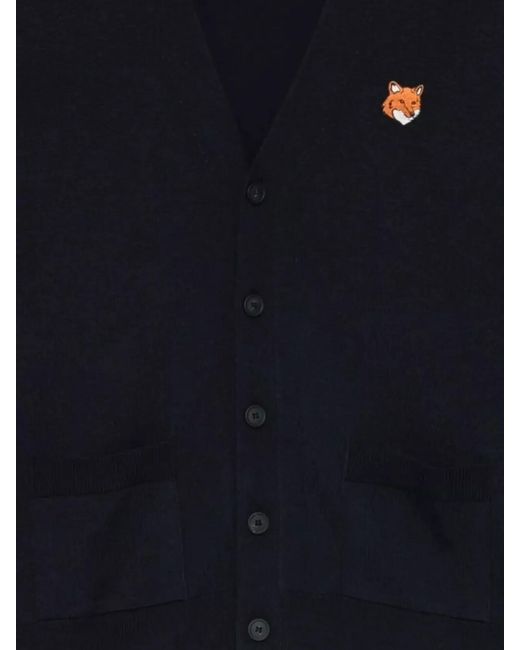 Maison Kitsuné Blue Wool Regular-Fit Cardigan for men
