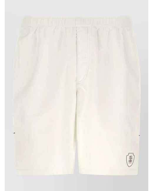 Brunello Cucinelli Natural Tennis Nylon Bermuda Shorts Trompe Oeil for men