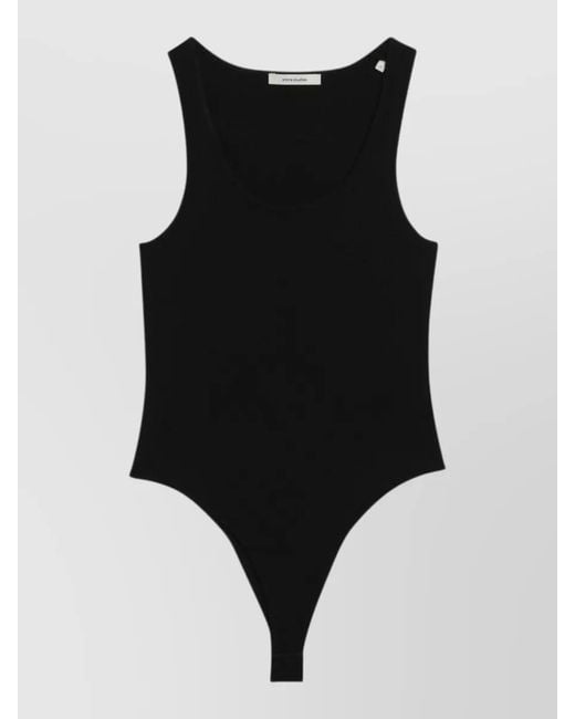 Entire studios Black Viscose Jersey Bodysuit Sleeveless Scoop Neck