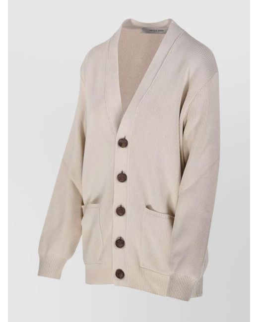 Golden Goose Deluxe Brand Natural Ribbed V-Neck Cotton Cardigan