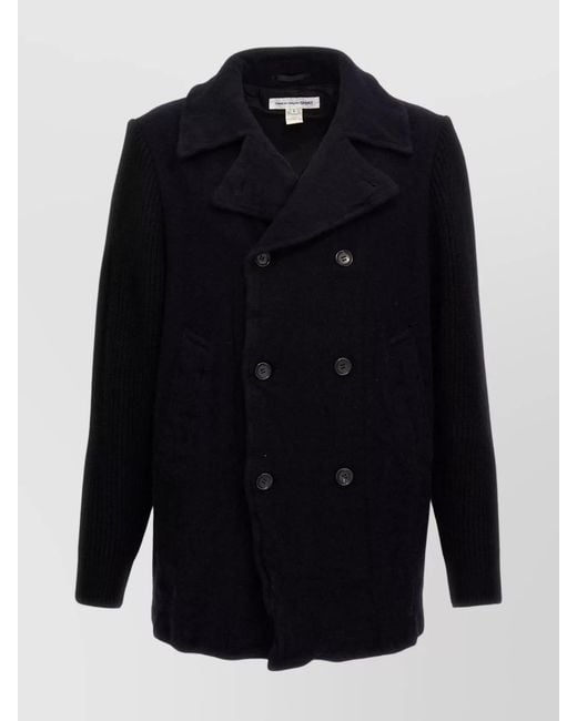 Comme des Garçons Blue Wool Double-Breasted Coat for men