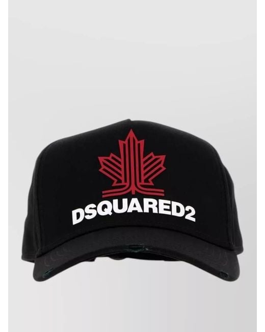 DSquared² Black Gabardine Baseball Cap Curved Brim Lightweight for men