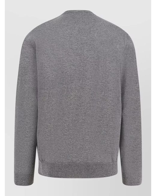 Boss Gray Virgin Wool Ribbed Crew-Neck Sweater for men