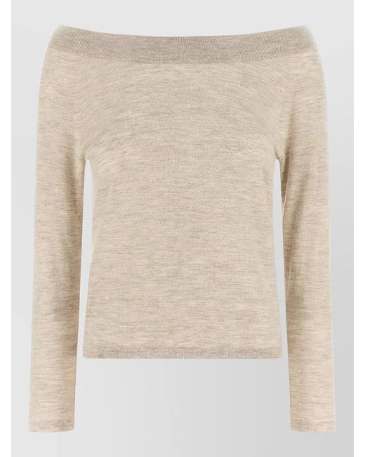 Max Mara Natural Cashmere Boat Neck Long-Sleeve Sweater