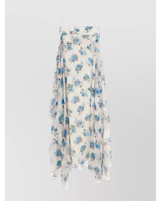 Tory Burch White Printed Silk Midi Dress