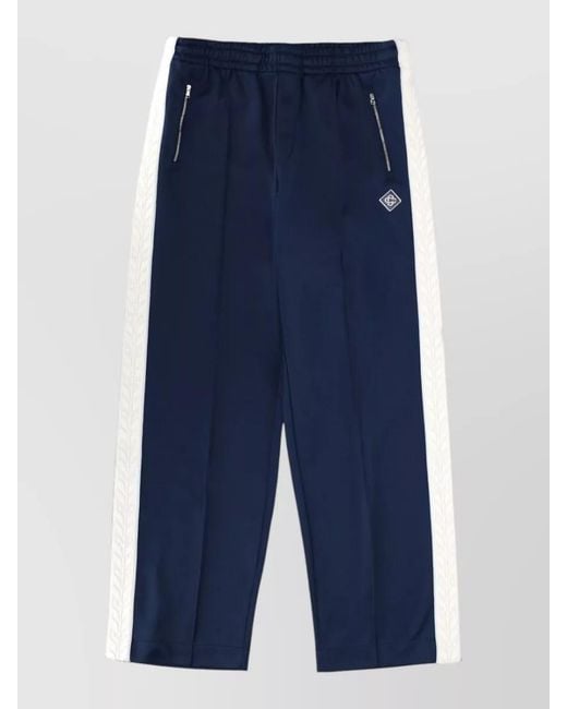 Casablanca Blue Logo Track Pants Side Stripes Zip Pockets for men