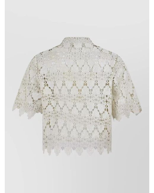 FRAME White Shirt Lace Buttons Regular Fit Short Sleeves