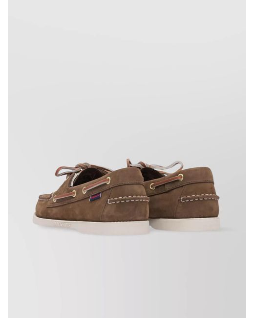 Sebago Brown Suede Leather Boat Shoes for men