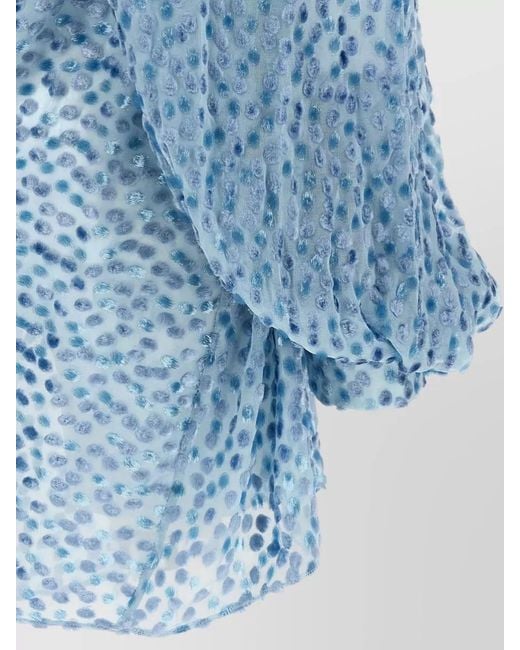 Kiko Kostadinov Blue Silk Viscose Devoré Asymmetric Draped Midi Dress