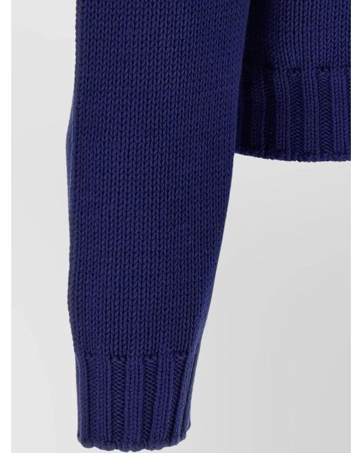 Marni Blue Knit Cardigan Ribbed Trims Striped Design for men