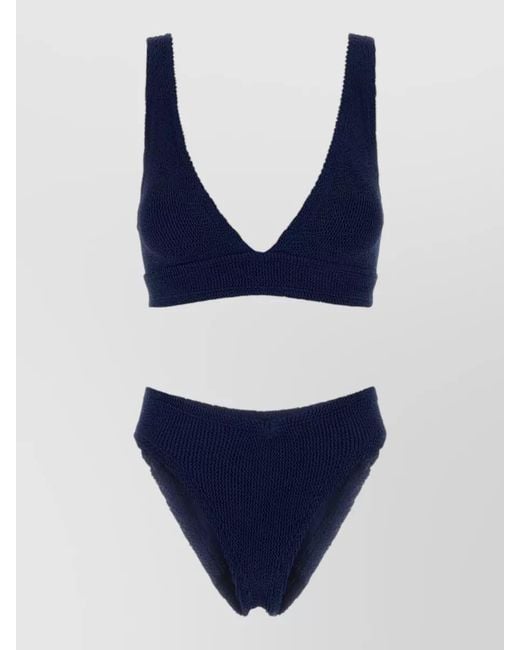 Hunza G Blue Textured One-Shoulder Bikini
