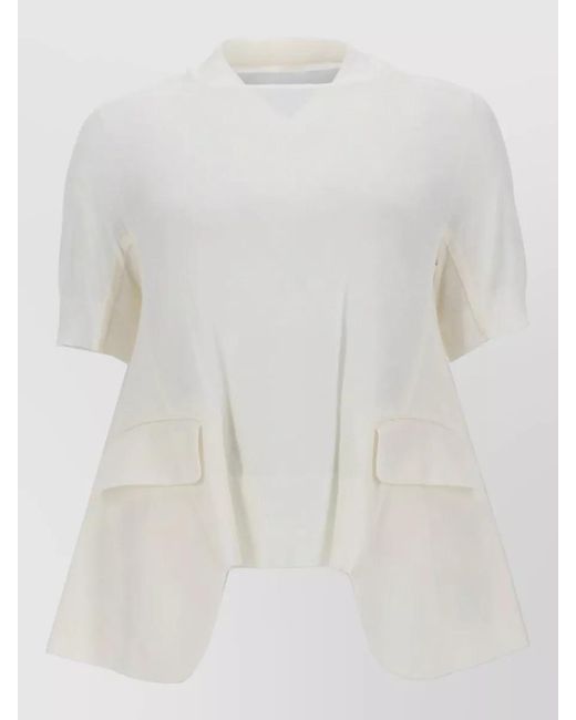 Sacai White Cotton Blend T-Shirt