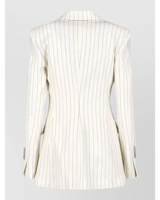 Dondup Natural Pinstripe Tailored Blazer Notch Lapel Pockets