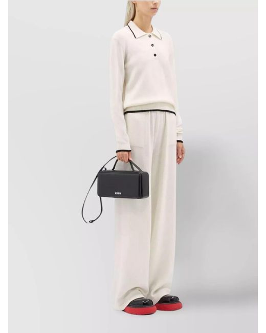 MSGM White Cashmere Wide-Leg Trousers