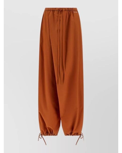 Marni Orange Tailored Pants Featuring Diagonal Draped Design