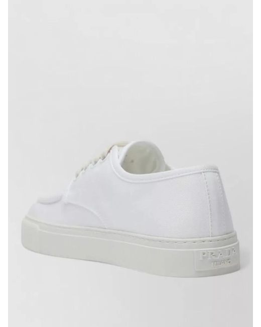 Prada White Low Top Sneakers Round Toe Rubber Sole for men