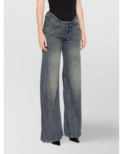 Balenciaga Gray Denim Low-Rise Wide-Leg Jeans