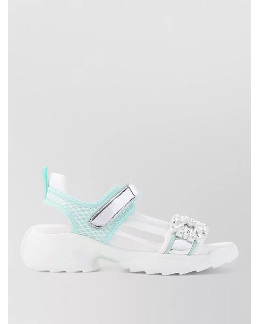 Roger Vivier White Viv On The Run Mesh Strap Sandals