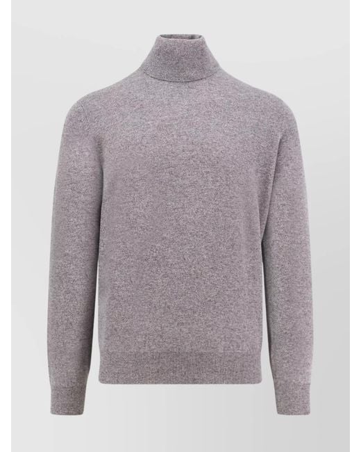 Brunello Cucinelli Gray Cashmere Ribbed Turtleneck Sweater for men