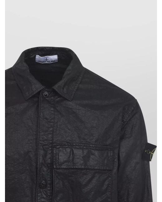 Stone Island Blue Jacket Long Sleeves Chest Pocket Design for men