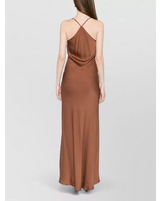 Silk95five Brown St Germaine Satin Maxi Dress Sleeveless
