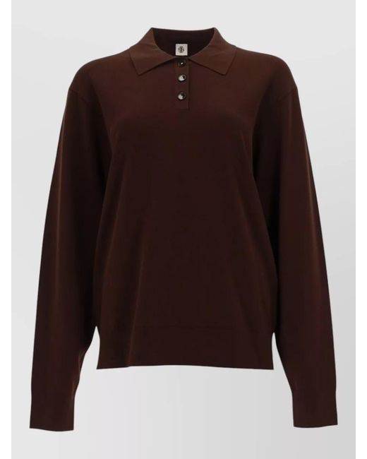 THE GARMENT Brown Madison Knit Polo Long Sleeve Sweater
