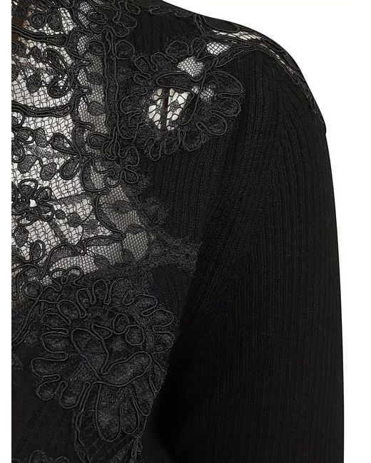 Ermanno Scervino Black Cropped Cardigan Lace Detail Long Sleeves