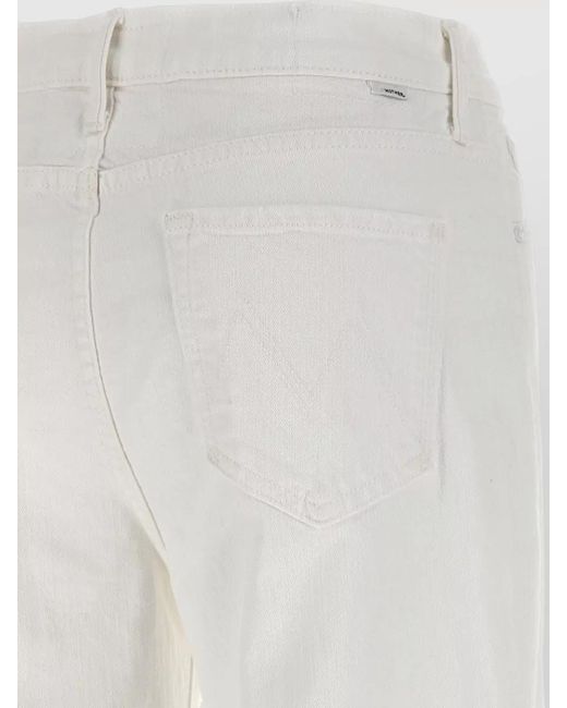 Mother White Denim The Kick It Wide-Leg Trousers