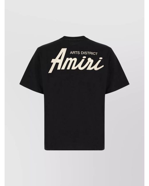 Amiri Black Crew Neck Graphic Print Pure Cotton T-Shirt for men