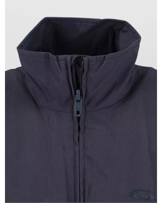 Balenciaga Blue Polyester Oversized High Collar Zip Bomber Jacket