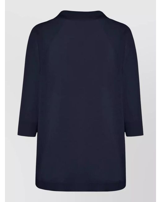 Malo Blue Knit Dress Polo Style Three Quarter Sleeves